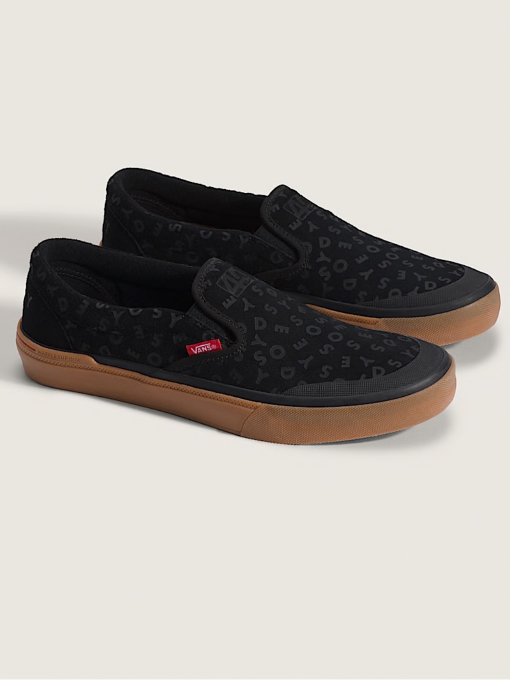 Vans Black Slip-On with Gum sole! BMX Wafflecup, Odyssey black on black. NWT!!